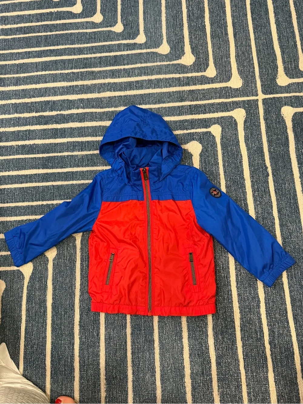 Ralph Lauren Baby 24M Red Blue Colorblock Hooded Windbreaker